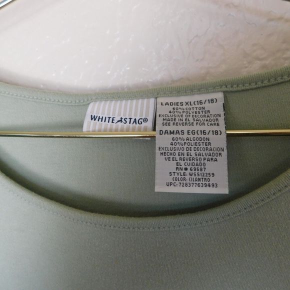 White Stag Top Ladies Size XL 16/18 Sage Green Embroidered Button Floral Casual - Picture 2 of 10